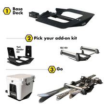 Load image into Gallery viewer, The Recovery Board bracket attaches directly to the Base Deck in less than a minute and works with most recovery board types, such as Actiontrax and Maxtraxs. 
